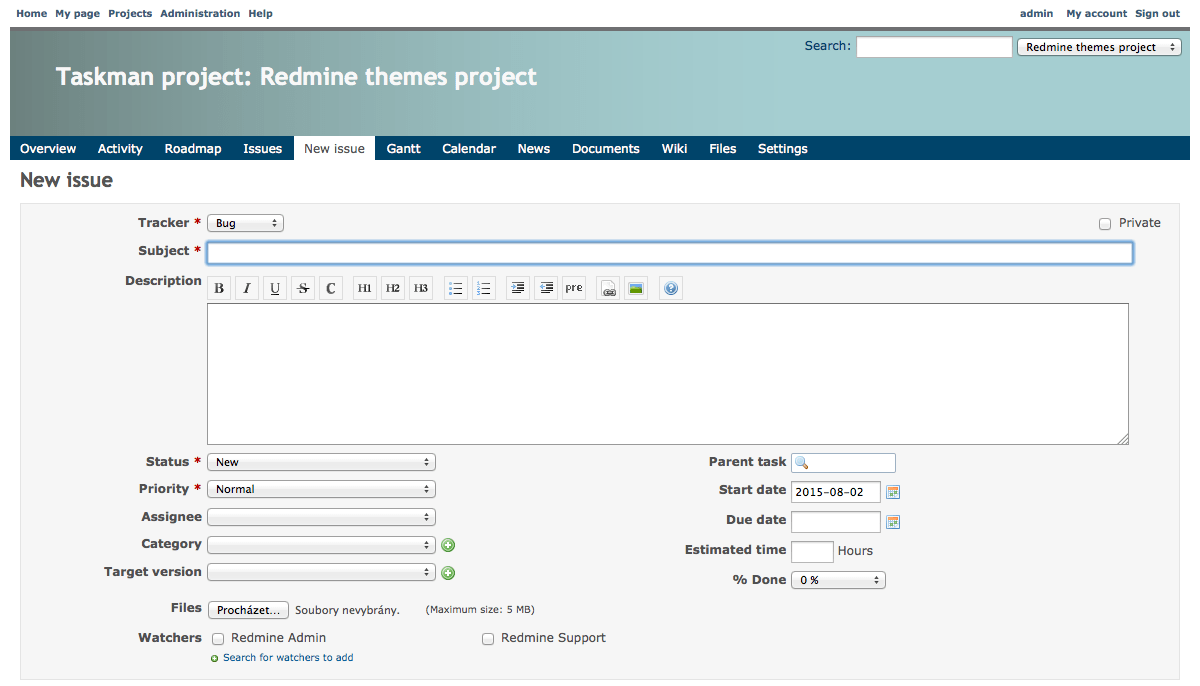 Redmine как создать проект